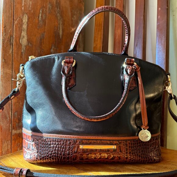 VINTAGE | Brahmin Tuscan Tri-Texture Satchel Crossbody Includes Original Dustbag - Picture 9 of 11